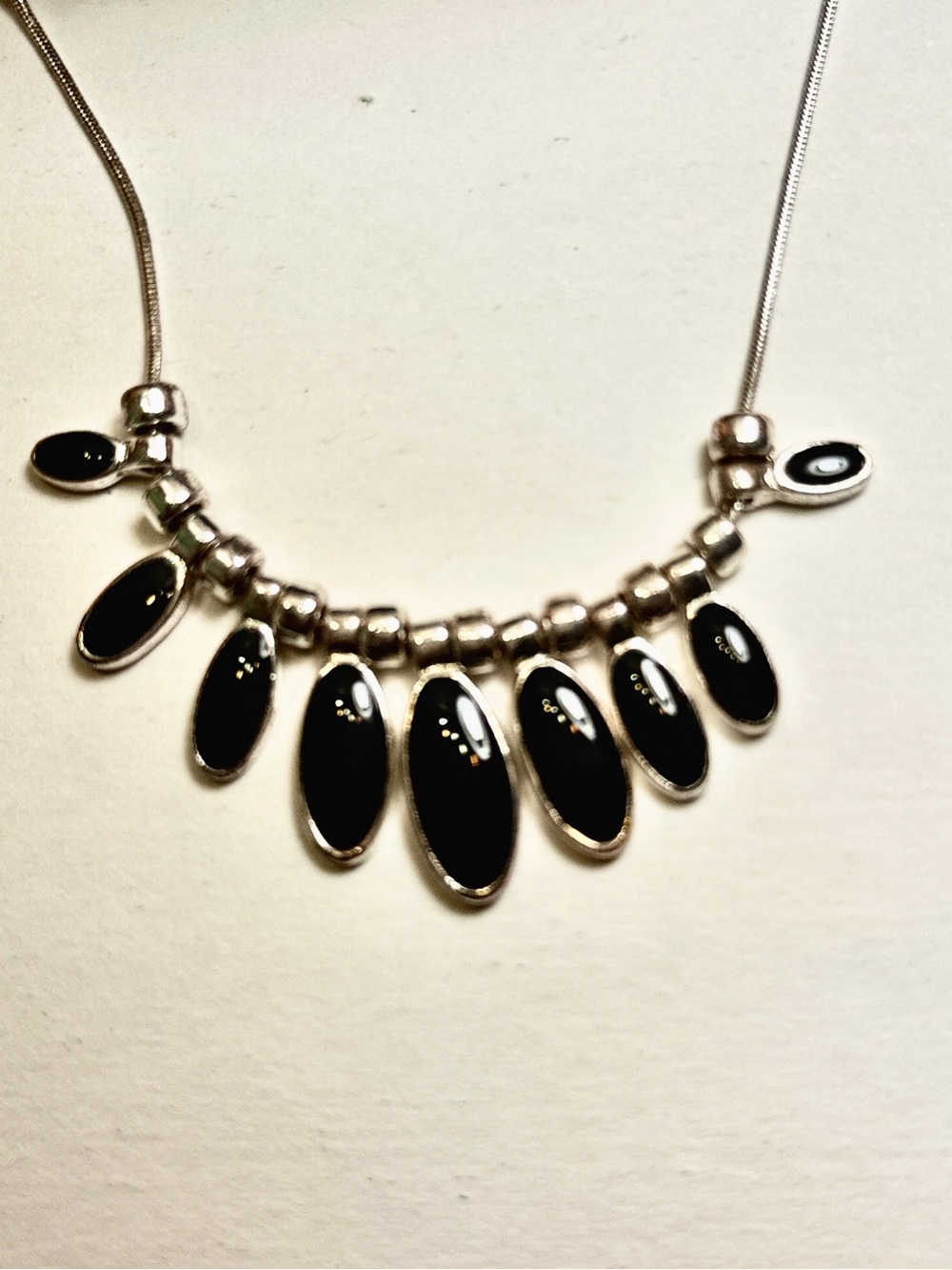 French Laundry jewelry set, unused in box, elegant silver and black early 2000s
